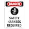 Signmission OSHA Danger Sign, Safety Harness Required, 10in X 7in Rigid Plastic, 7" W, 10" H, Portrait OS-DS-P-710-V-1565 - alternate 1